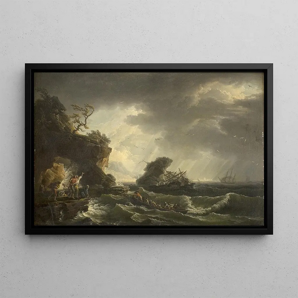 A Shipwreck - Claude-Joseph Vernet — framed artwork on a wall