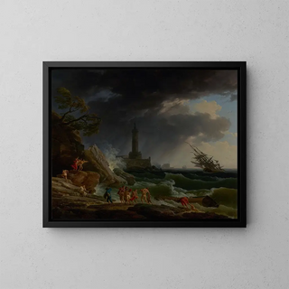 a Storm on a Mediterranean Coast - Claude-Joseph Vernet — framed artwork on a wall
