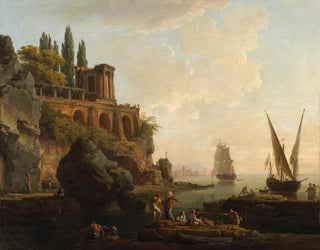 an imaginary landscape, Italian port scene - Claude-Joseph Vernet — artwork view