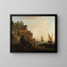 an imaginary landscape, Italian port scene - Claude-Joseph Vernet — framed artwork on a wall