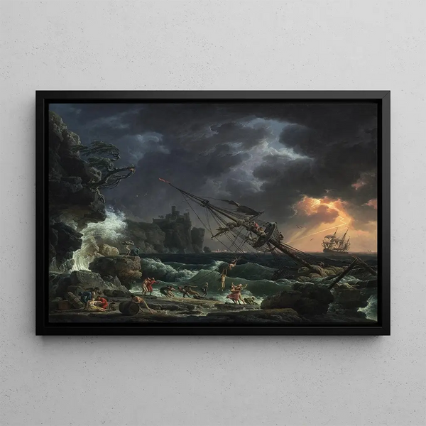 The Shipwreck - Claude-Joseph Vernet — framed artwork on a wall