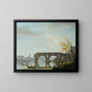 View of Ponte Rotto in Rome - Claude-Joseph Vernet — framed artwork on a wall