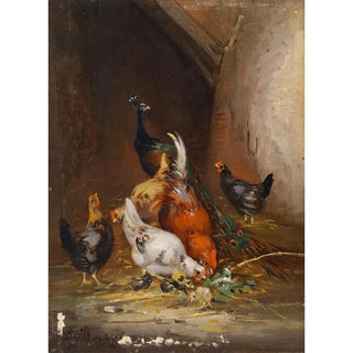 Poules et un paon - Claude Guilleminet — artwork view