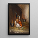 Poules et un paon - Claude Guilleminet — framed artwork on a wall