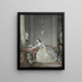 Interior painting with a portrait of a young woman in front of a bust - Claude Hoin — framed artwork on a wall