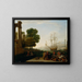 a seaport at sunset - Claude Lorrain — framed artwork on a wall
