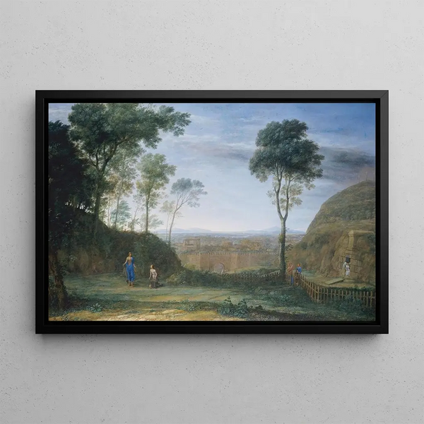 The Christ appears before Mary Magdalene Noli me tangere - Claude Lorrain — framed artwork on a wall