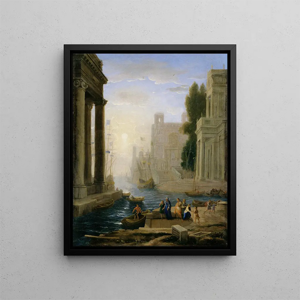 Embarkation of Sainte Paule - Claude Lorrain — framed artwork on a wall