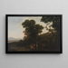 Landscape painting with characters crossing a stream - Claude Lorrain — framed artwork on a wall
