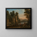 Landscape painting with shepherds. The dance by the water's edge - Claude Lorrain — framed artwork on a wall
