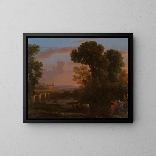 Pastoral landscape painting - Claude Lorrain — framed artwork on a wall