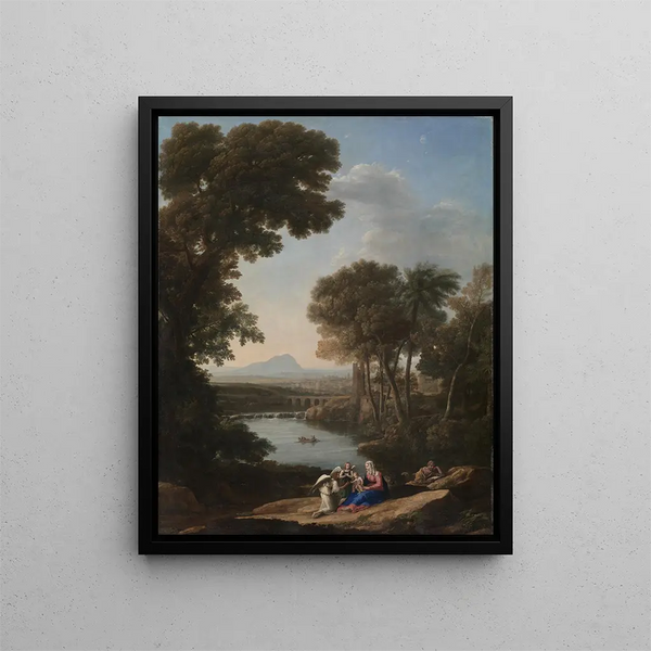 Repos pendant la fuite en Égypte - Claude Lorrain — framed artwork on a wall