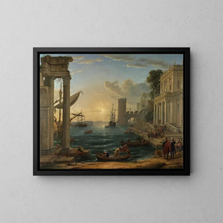 L'Embarquement de la Reine de Saba - Claude Lorrain — framed artwork on a wall