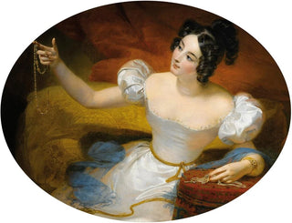 The evening or the young girl holding a necklace - Claude Marie Dubufe — artwork view