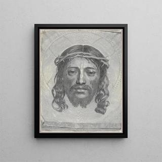 The Veil of Saint Veronica - Claude Mellan — framed artwork on a wall