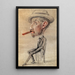 Caricature of a man with a big cigar - Claude Monet — framed artwork on a wall