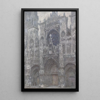 La cathédrale de Rouen, le portail, temps gris - Claude Monet — framed artwork on a wall