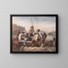 The Mississippi Rafts in Distress, Men Playing Cards - Claude Regnier — framed artwork on a wall