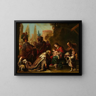 Adoration of the Magi - Claude Vignon — framed artwork on a wall