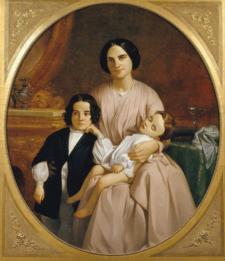 Portrait of the woman and children of the painter - Claudi Lorenzale — artwork view