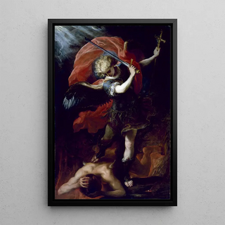 Saint Michael the Archangel - Claudio Coello — framed artwork on a wall