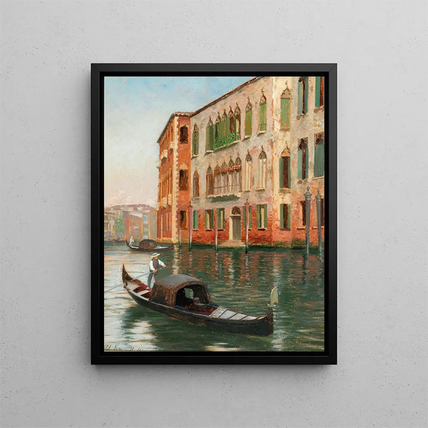 Venice A scene on a canal - Claus Adolf Heinrich Hansen — framed artwork on a wall