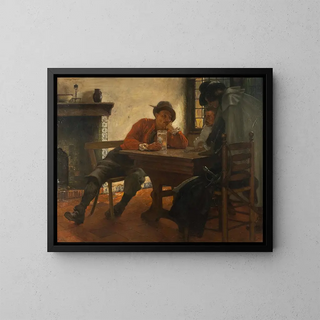 Trois gentilshommes à la taverne - Claus Meyer — framed artwork on a wall
