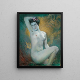 Nude female painting - Clemens von Pausinger — framed artwork on a wall