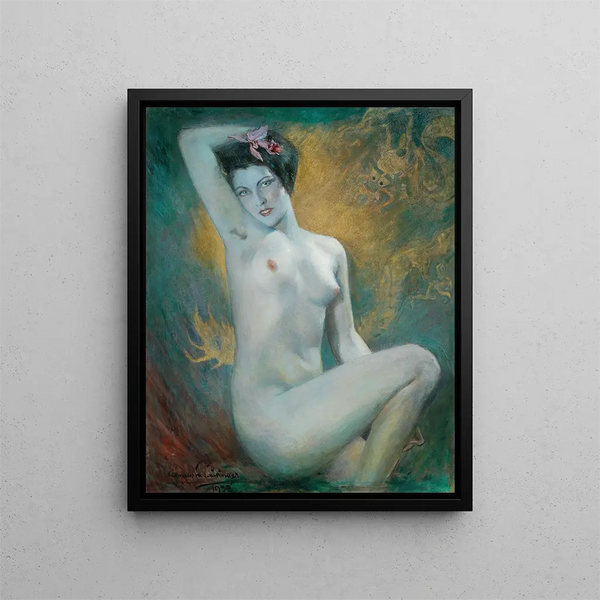 Nude female painting - Clemens von Pausinger — framed artwork on a wall