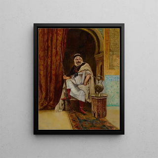 an Arab guard at rest - Clément Pujol de Guastavino — framed artwork on a wall