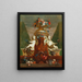 a fountain elaborated with fruit flowers and a parrot - Coenraet Roepel — framed artwork on a wall