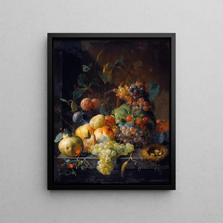 Still life with fruits (Conflict of cases) - Coenraet Roepel — framed artwork on a wall