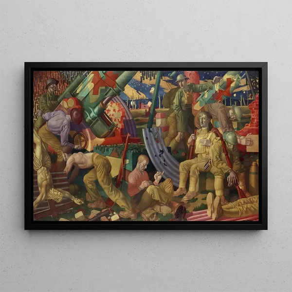 Heavy Artillery Painting - Colin Gill — framed artwork on a wall
