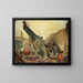 This weapon was initially captured from the Germans during the Battle of Arras and used against them. - Colin Gill — framed artwork on a wall