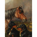 Reproduction of the painting A horse and two Gordon setters - Colin Graeme Roe