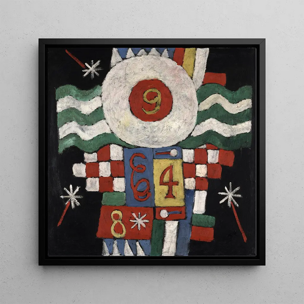Collection of numbers, drawings, and letters seen by me at the beginning of the war in Berlin, inherently military - Marsden Hartley — wall display of the artwork