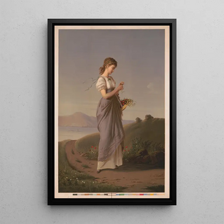 a woman plucking a daisy - Colton Zahm Roberts — framed artwork on a wall
