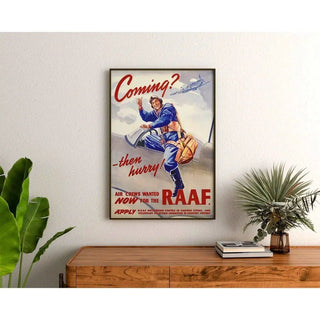 Coming? Then Hurry! - Affiche Vintage Recrutement Royal Australian Air Force RAAF