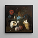 Composition with Three Guinea Pigs with Peaches and Flowers - Franz Werner von Tamm — framed artwork on a wall