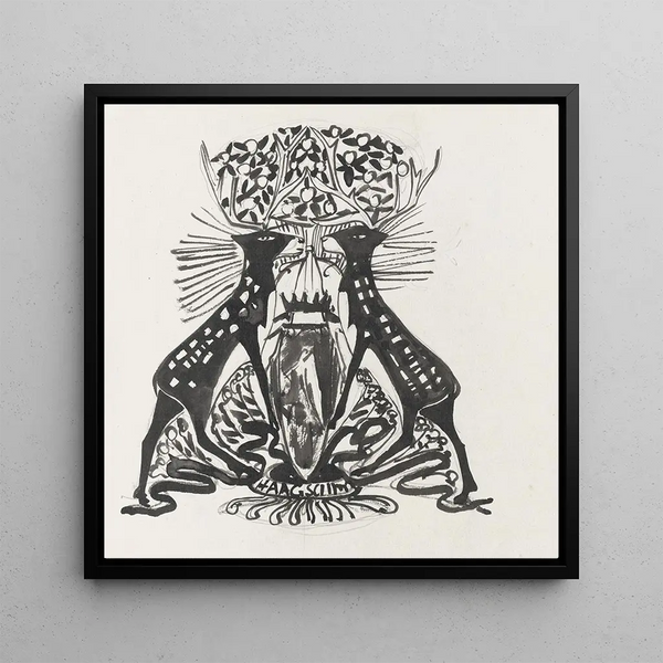 Conception décorative avec deux cerfs debout - Carel Adolph Lion Cachet — framed artwork on a wall