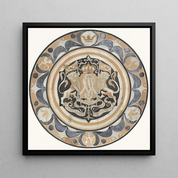 Conception for a commemorative plaque of the KPM at the birth of Princess Juliana in 1909 - Carel Adolph Lion Cachet — wall display of the artwork