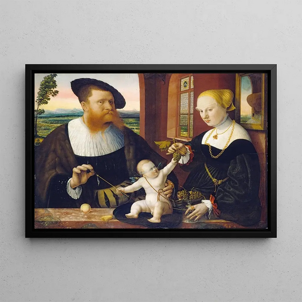 Double portrait painting of Justinian von Holzhausen and his wife Anna née Fürstenberg - Conrad Faber von Kreuznach — framed artwork on a wall