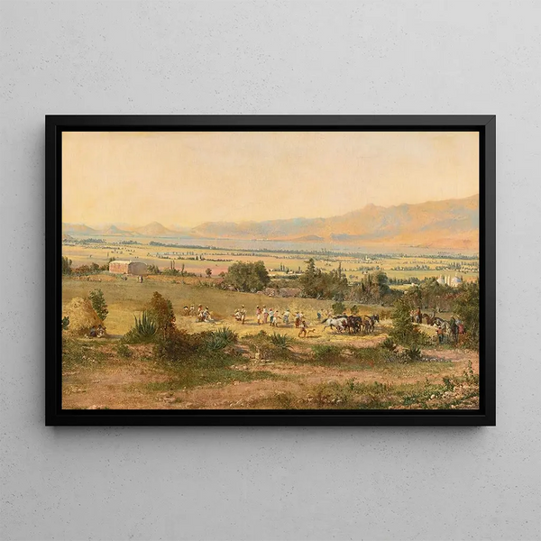 Landscape painting of the Mexico Valley with Lake Texcoco - Conrad Wise Chapman — framed artwork on a wall