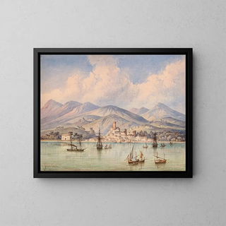 View of the Mole of Gaeta - Consalvo Carelli — framed artwork on a wall