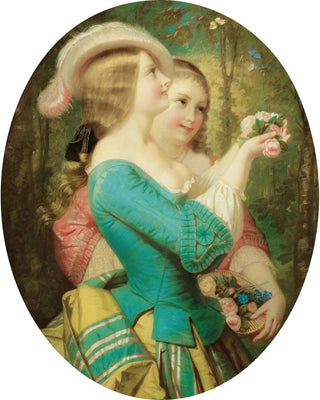 Young girls with umbrella in a garden - Constant - Joseph Brochart — artwork view