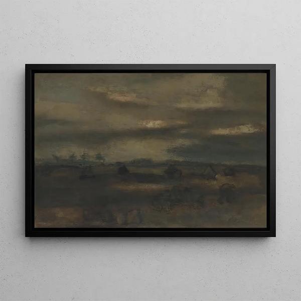 Autumn landscape painting with potato harvesters - Constant Permeke — framed artwork on a wall