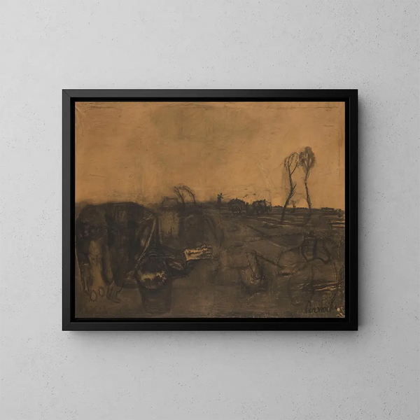 Landscape painting with a cow's grass - Constant Permeke — framed artwork on a wall