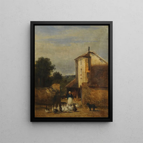 La gardeuse d'oies - Constant Troyon — framed artwork on a wall