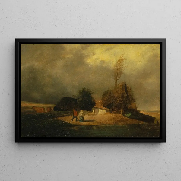 Landscape Painting with Storm - Constant Troyon — framed artwork on a wall