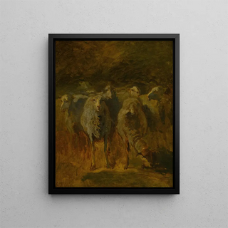 Unfinished Study of Sheep - Constant Troyon — framed artwork on a wall